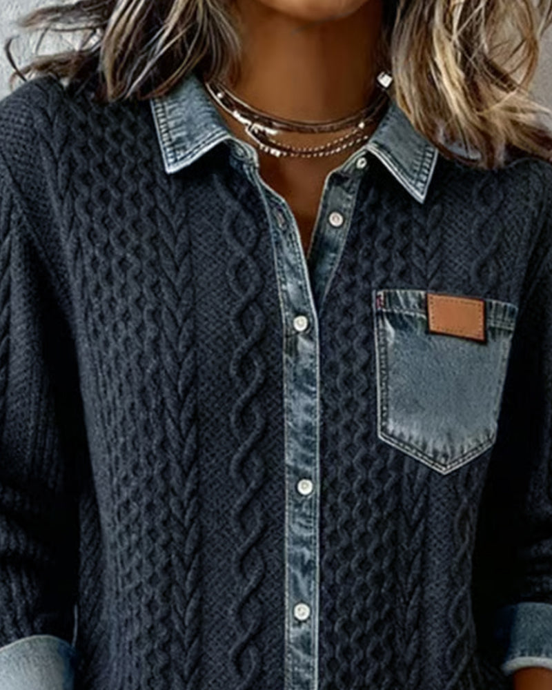Chemise à manches longues avec détails en denim