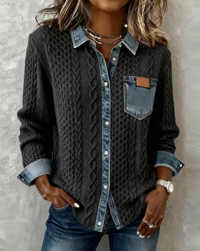 Chemise à manches longues avec détails en denim